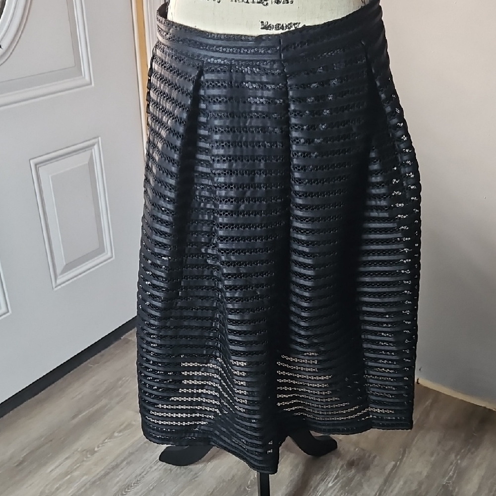 New York & Company Black A-Line Midi Skirt